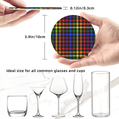 6 Pcs LGBT Gay Pride Coasters with Holder Rainbow Round Coasters Drink for Kitchen Dining Home Table Decor