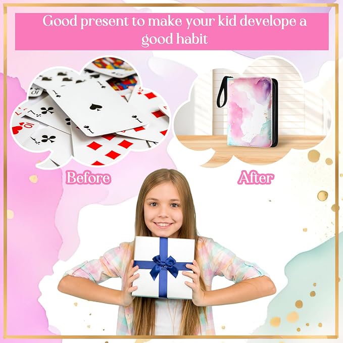 Card Binder 4/9 Pocket PU Waterproof Trading Binder Compatible with Mtg/ygo/tcg for 400/900 Portable Album Holder with Zipper Wristband Card Organizer