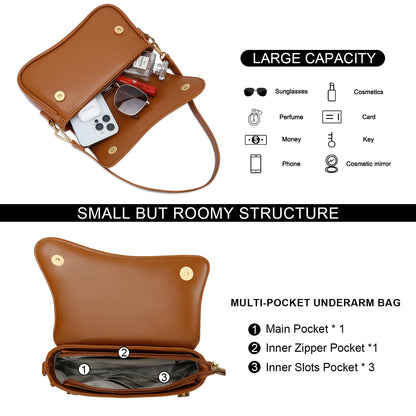 KKXIU Shoulder Bag for Women Small Clutch Purses Cute Hobo Handbag Trendy Underarm Bag-Brown