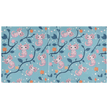 Cute Pink Axolotl Round Ring Binders 1.5 Inch Aquatic Plant Amphibian Blue 3 Ring Clipboard Binder for Office School Work Supplies File Folder 200 Sheet Capacity