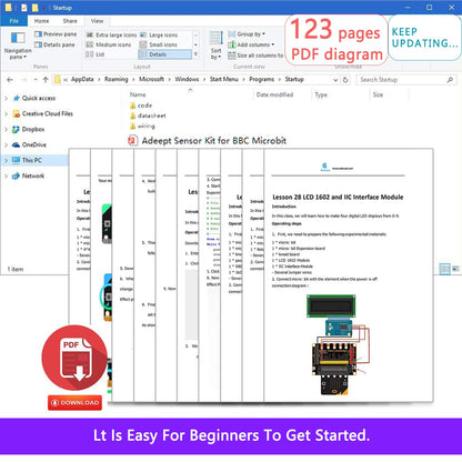 Adeept Sensor Starter Kit for BBC Micro:bit (V2 Included) | Programmable Starter Kit for Micro:bit with 35 Projects PDF Tutorial Book | Expansion Board Included