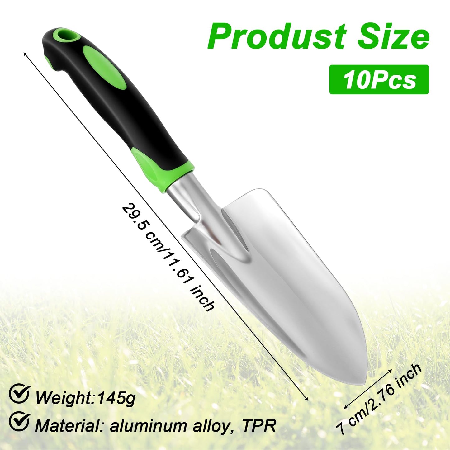 10 Pcs Garden Shovel Aluminum Alloy Heavy Duty Trowel Garden Tool Small Shovels for Digging Metal Hand Trowel Spade with Soft Handle for Lawn Yard Farm Home Shop Planting
