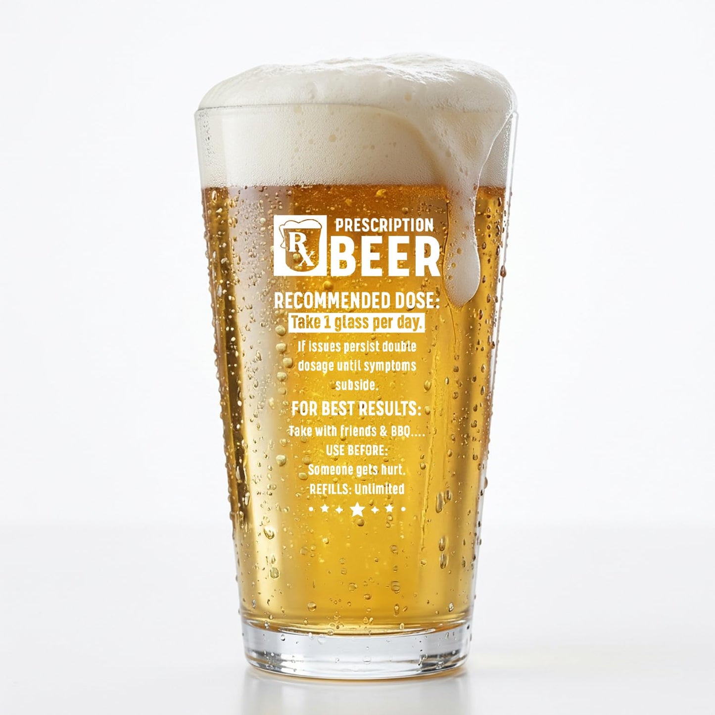 CLOUISMYU Funny Beer Glass 16oz – Novelty Gift for Men, Dad, Husband, Grandpa, Boss, Coworker – Father’s Day, Retirement, Birthday, Christmas for Him Who Loves Beer & Humor Prescription Beer Glasses