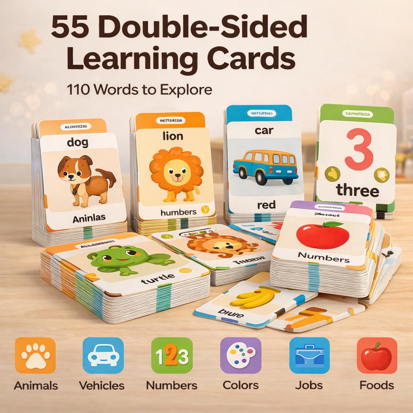 Little Squirrel Talking Pen with 55 Double-Sided Talking Flash Cards, Interactive Learning Toy for Kid, 1000+ Words, Phonics, Recording & Playback Function, Screen-Free Educational Toy for Toddlers