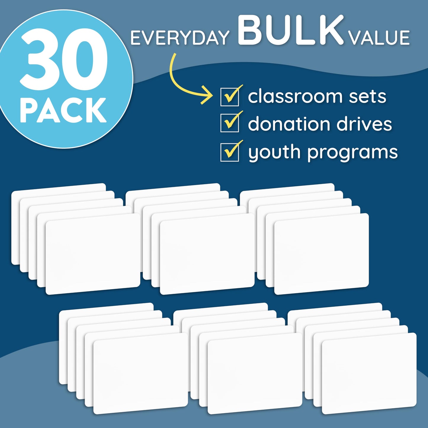 Blue Summit Supplies 30 Pack Mini Dry Erase Boards Classroom Set, Small Whiteboards for Students, Markers and Erasers, Lapboards Ideal for Individuals, Teachers, Students, Groups, 30 White Board Pack