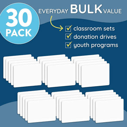 Blue Summit Supplies 30 Pack Mini Dry Erase Boards Classroom Set, Small Whiteboards for Students, Markers and Erasers, Lapboards Ideal for Individuals, Teachers, Students, Groups, 30 White Board Pack