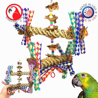Bonka Bird Toys 1241 Double Helix 11" High by 9" Wide Parrot Toy, Amazon, African Grey, Conure, and Similar Sized Birds