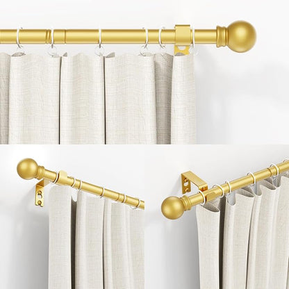 Thestoa Gold Curtain Rods for Windows 48 to 84-92 Inch, Stainless Steel Long Curtain Rods for Bedroom, Living Room, Kitchen, Farmhouse, Outdoor