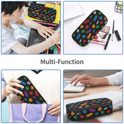 Geoocii Building Block Large Capacity Pencil Case Organizer Pencil Pouch Stationery With Zipper School Supplies Pencil Bag For Girls Boys Teens Adult Office