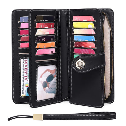 FALAN MULE Women's Wallet Leather RFID Blocking Large Capacity Trifold Ladies Wallet Wristlet Clutch Card Holder