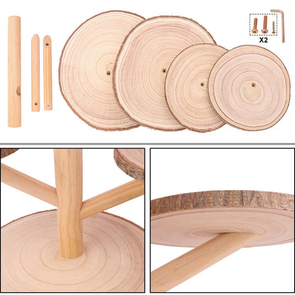 kukmakri 4 Tier Round Wooden Cupcake Stand - Wooden Cupcake Stand/ Holder – Rustic Wood Cupcake Tower Display for Weddings, Birthday Party Decoration, and Dessert Tables