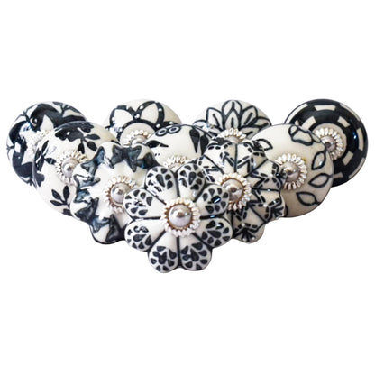 Ajuny Ceramic Cabinet Knobs, Set of 20 - Vintage Black & White, Hand-Painted Pumpkin & Round Drawer Pulls for Kitchen Cabinets, Vanities, Dressers & Cupboards, 1.5 in, Screws & Backplates Included