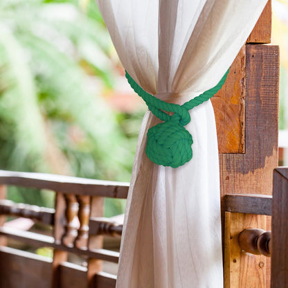 Ushomin Curtain Tiebacks, 2 Packs Heavy Duty Tiebacks, Indoor/Outdoor Decorative Tie Knot Curtain Holdbacks (Green)