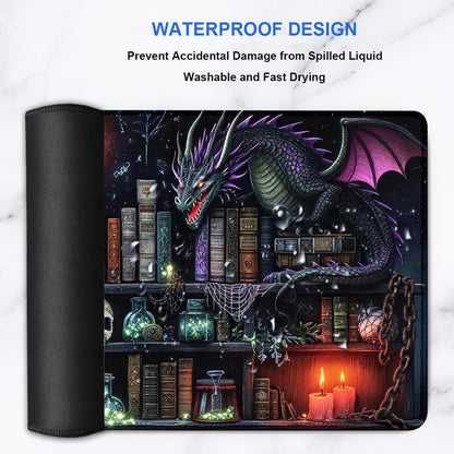 Extended Gaming Mouse Pad 31.5 x11.8 inch, Large Non-Slip Rubber Desk Mat for Gamers, Waterproof Smooth Surface for Precise Mouse Control, Washable Computer Keyboard Pad (Gothic Dark Library)