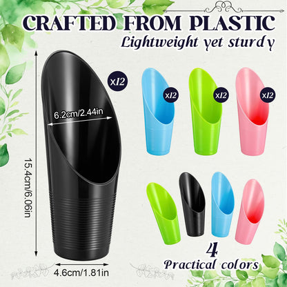 Lothee 48 Pcs Bonsai Soil Scoops Small Plastic Garden Soil Scoop Set Colorful Small Potting Shovel for Garden Tools