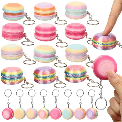 Kenning 12 Pcs Macaron Clicker Fidget Keychain, 3D Sensory Clicker Fidget Toys Decompression Button Relief Gifts for Adults, Coworkers, Summer, Graduation, Office & Party Favors