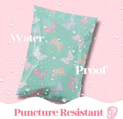 14.5x19 Designer Poly Mailer 100 Pack Heavy Duty Waterproof Self Seal Shipping Bags for Small Business Large Mailing Envelopes Bulk Tear Resistant Packaging Butterfly