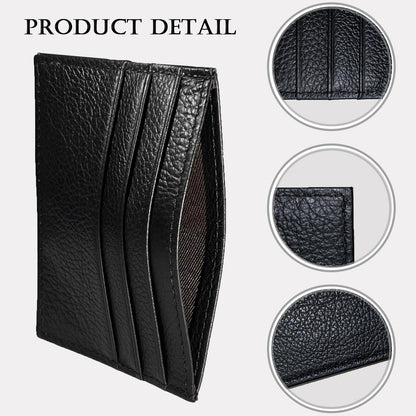 WOXVM Credit Card Holder Wallet RFID Blocking Slim Credit Card Cases Holder Premium Leather Minimalist Front Pocket Small Wallet with 6 Card Slots and 1 Pockets for Men Women (Black)
