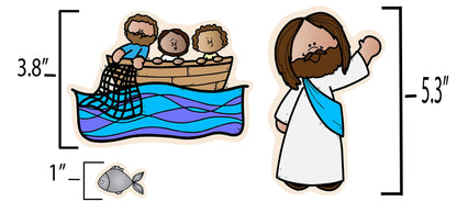 Story Time Felts Jesus & Miraculous Catch Fishers of Men Felt Figures for Bible Flannel Board Stories Miracles (Regular)