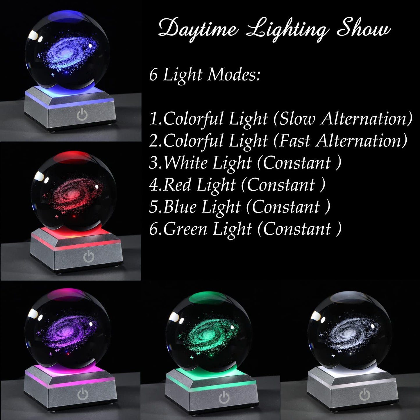 3d Galaxy Model Crystal Ball Led Lamp Base - Space Decor World Globe Planets Sphere Night Light 80mm 3.15 Inch - Solar System Decor Best Birthday Astronomy Gifts For Men Physics Science Teacher