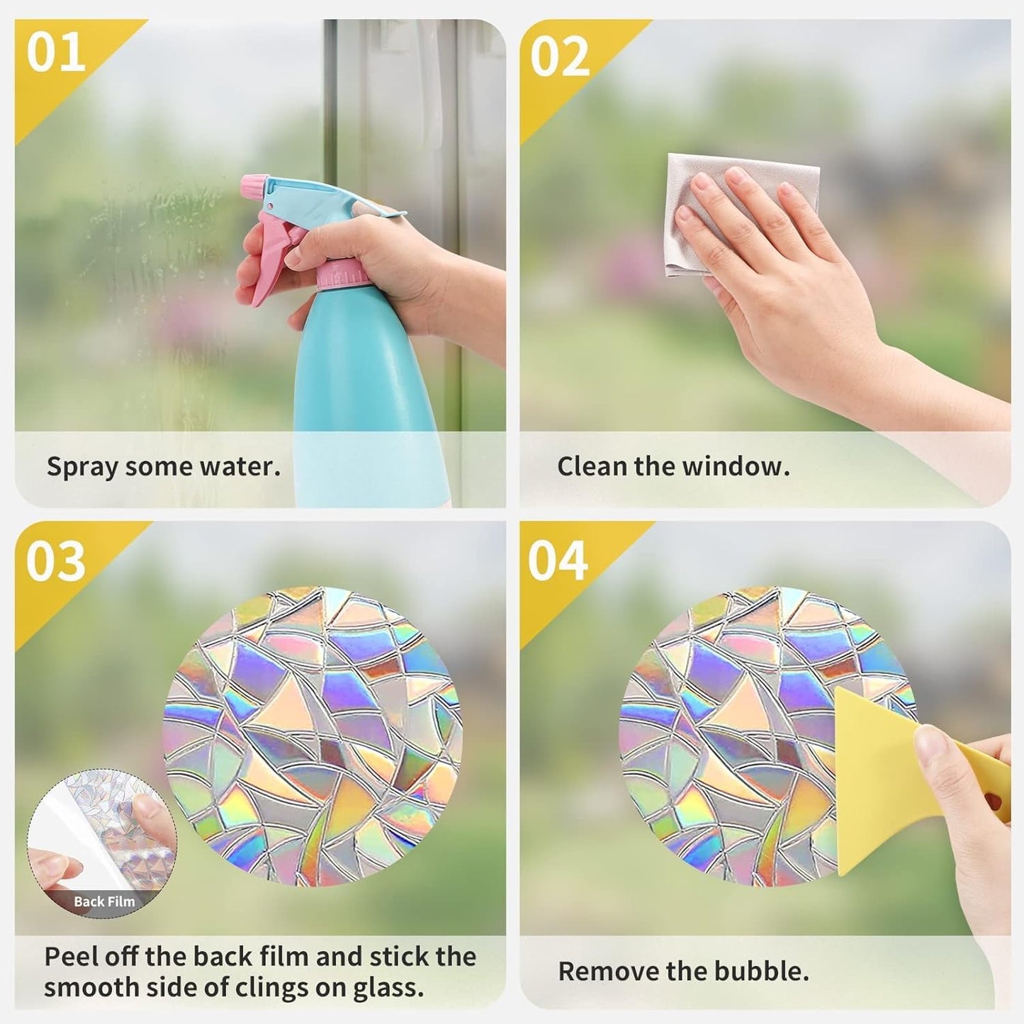 36PCS Halloween Bats Decoration Spider Web Spider Window Clings Anti-Collision Decals to Save Birds, Non-Adhesive Prismatic Window Clings Rainbow Stickers