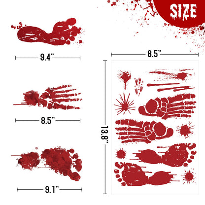 128 Pcs Halloween Footprints Floor Clings - Bloody Halloween Decorations, Floor Stickers Decals for Party Supplies (12 Sheets)