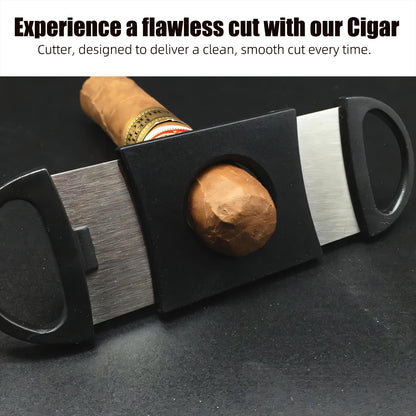 Cigar Case,Travel Humidor,4 Pack Black Cedar Wood Leather Case with Cigar Cutter,Humidifier,Ashtray and Towel for Men Home and Travel,Desktop Large Electric Cabinet,Holder Box Accessories as Gift