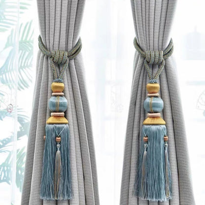 Paired Lantern Single Hanging Ball Tassels Curtains Buckle Sling Binding Lantern Tiebacks Handcrafted Braided Buckle Drapery Curtain Holdbacks Window Treatments for Home