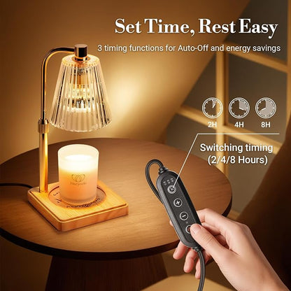 Marycele Candle Warmer Lamp with Timer, Wax Melt Warmer for Jar Candles, Christmas Birthday Gifts for Women Mom Sister Friend, House Warming Gifts for New Home Apartment Decor, Vintage Clear