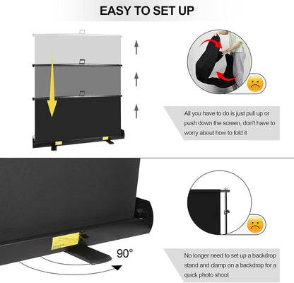 EMART Collapsible Chromakey Panel, 2-in-1 Black White Screen Backdrop, Portable Photography Background with Auto-Locking Frame for Photo Studio Video Live Streaming Photoshoot Zoom Gaming