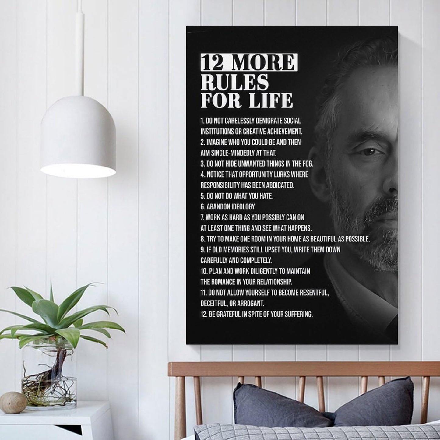 JHXNJDPOST 12 More Rules for Life Poster Black And White Canvas Wall Art Aesthetic Decorative Painting Living Room Restaurants, Pool Halls And Hotelsstyle-3 12x18inch(30x45cm)