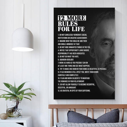 JHXNJDPOST 12 More Rules for Life Poster Black And White Canvas Wall Art Aesthetic Decorative Painting Living Room Restaurants, Pool Halls And Hotelsstyle-3 12x18inch(30x45cm)