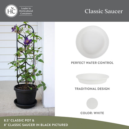 The HC Companies 12 Inch Classic Round Plant Saucer, Lightweight UV-Resistant Plastic Outdoor & Indoor Flower Pot Tray, 2-Pack Plant Pot Trays for Garden & Home Decor, White