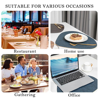Lussenwert Faux Leather Placemats Set of 6 Waterproof Dual-Sided Placemats Heat Resistant Wipeable Place Mats with Coasters Non-Slip Dining Table Mats for Indoor Outdoor Gray Light Gray