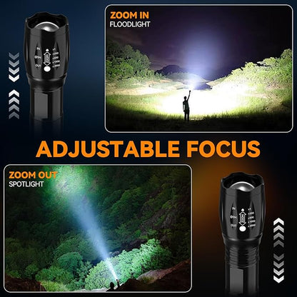 LED Flashlight 4 Pack, Small Flashlights High Lumens with 5 Modes, Waterproof Zoomable Mini Tactical Flash Light for Home Emergencies Camping Hiking