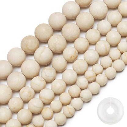 Natural Matte Fossil Jasper Beads, 8MM Round Frosted Unpolished Loose Gemstone Beads for Bracelet Necklace Jewelry Making, Energy Stone Healing Power with Stretch Beading Cord