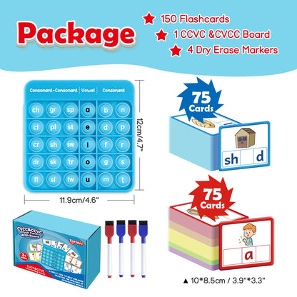 Torlam CVCC & CCVC Word Games, Sight Words Flash Cards Spelling Reading Learning Phonics Games for Kids, Speech Therapy Toy, Kindergarten Classroom Must Have Learning Activities Homeschool Supplies