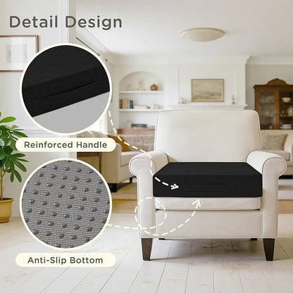 Recliner Cushions for Elderly 20x20x4 Inch Thick Large Recliner Seat Cushion with a Handle Square Non Slip Chair Pads with Washable Cover for Couch Armchair Chairs Black