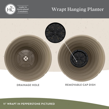 The HC Companies 11 Inch Wrapt Hanging Planters, Lightweight UV-Resistant Plastic Hanging Planters for Indoor & Outdoor Plants, 2-Pack Hanging Flower Pots for Garden, Patio & Home Decor, Pepperstone