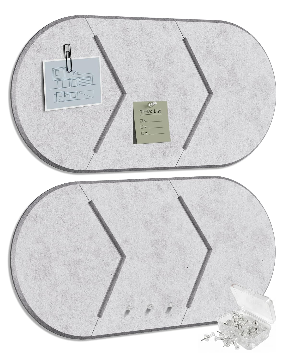 Cork Board Alternative, Felt Bulletin Board for Walls, 2-Pack 23.6"x11.8" Pin Board Wall Organizer with 35 Push Pins, Adhesive Install Wall Decor for Office, Classroom, Home, Desk Accessories