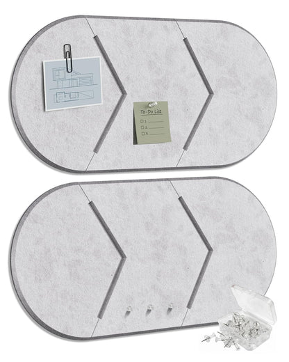 Cork Board Alternative, Felt Bulletin Board for Walls, 2-Pack 23.6"x11.8" Pin Board Wall Organizer with 35 Push Pins, Adhesive Install Wall Decor for Office, Classroom, Home, Desk Accessories