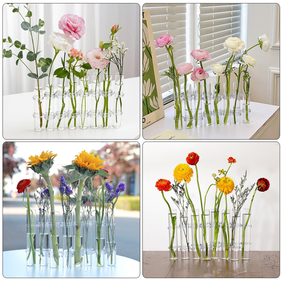 Balacoo Test Tube Glass Vases 8pcs Large Hydroponic Plant Propagation Tubes with Cleaning Brush for Home Decor and Succulent Terrarium Gardening