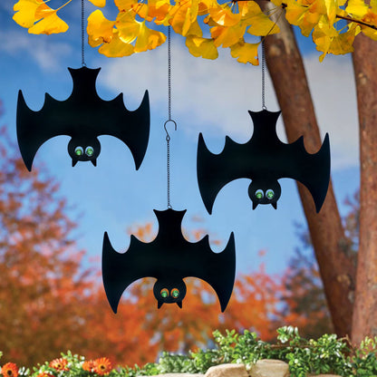 Outdoor Metal Bats, Halloween Decoration, Glow-in-The-Dark Hanging Bats, Silhouette Pendant Outdoors, Halloween Decorative Animals, Set of 3