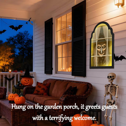 EZTZMCN 2025 Halloween Decorations Indoor - 15" x 9" Ghost Hologram Mirror with Witch, Spooky Wall Mirror - Decoration for Home Bedroom Party Room (No Battery)