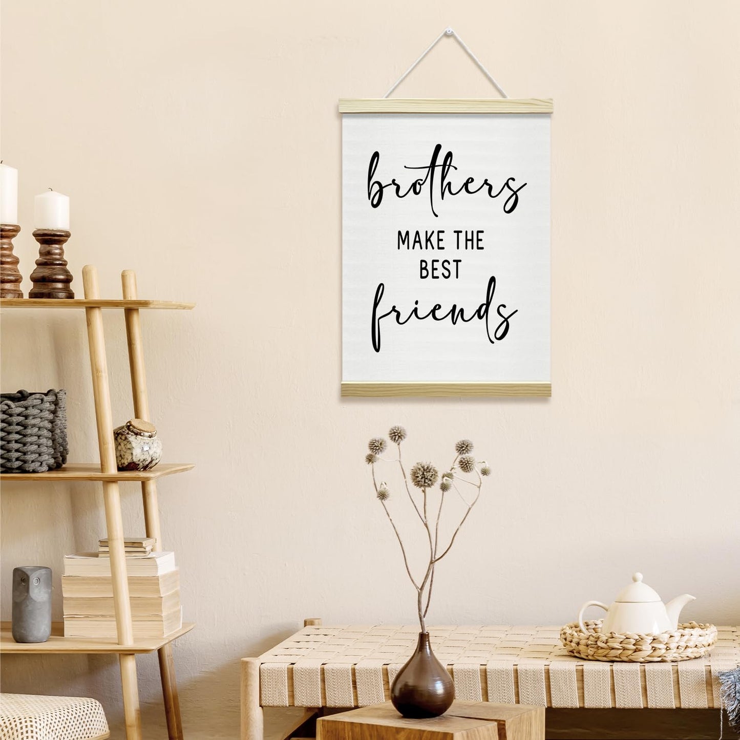 Nopoben Brothers Poster Hanger Frame - Brothers Make the Best Friends, Kids Room Wall Art With Wooden Poster Hanger, Playroom Boys Bedroom Game Room Decor(12x16 Inches)-06