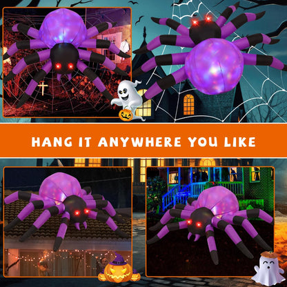 GOOSH 6.7 FT Width Halloween Inflatable Spider Outdoor Decoration with Magic Light, Blow Up Yard Inflatables Holiday Inflatables for Outdoor Yard Garden Lawn Decor