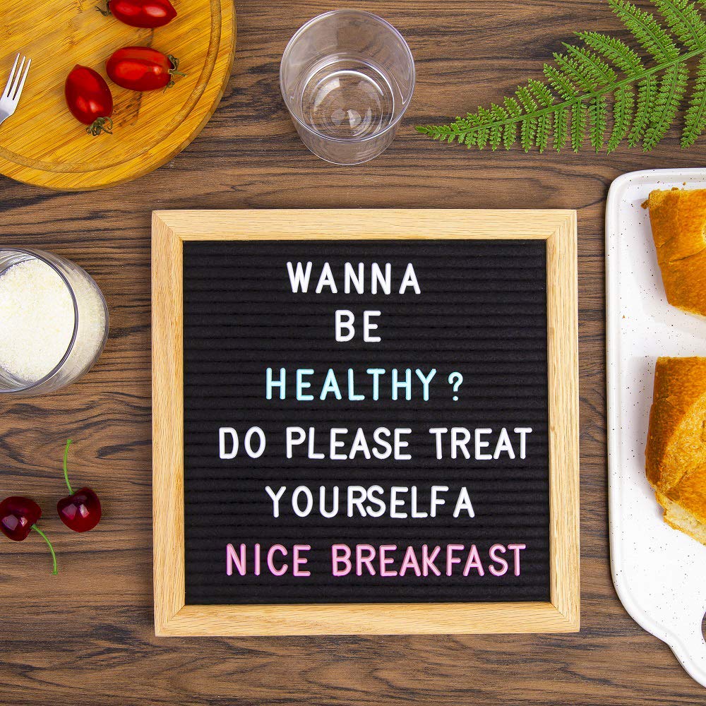 G GAMIT Felt Letter Board Message Board 10x10inch with Stand,Pre-cut&Sorted 805pcs Changeable Letters+Weeks &Months Cursive Words,Word board Sign board with Sorting Tray&Gift Box(Black)