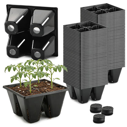 RooTrimmer 10 Pack 1020 Trays and 80 Pack Reusable 4-Cell Seed Starter Tray for Seedlings