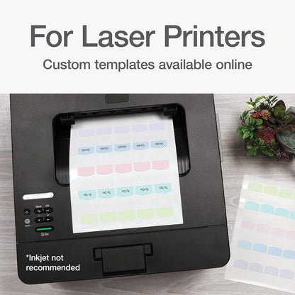 Redi-Tag Laser Printable Tabs, Permanent Index Tabs, Customizable Adhesive Labels, Assorted Pastel Colors, 1.125" x 1.25", 375 Per Pack (1006791)