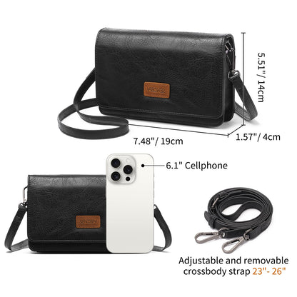 SENDEFN Small Crossbody Bags for Women Leather Cell Phone Purse Wallet shoulder handbag with ID window and Card Slots